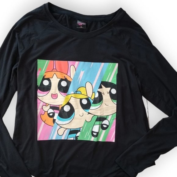 Power puff Girls official long sleeve shirt soft black women's - Picture 1 of 8